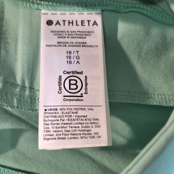 Athleta Brooklyn Legacy Jogger Pants Sz 16T Mint Green Lightweight Unlined $98 - Picture 14 of 16